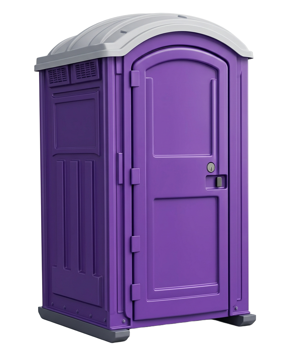 Purple construction portable toilet unit